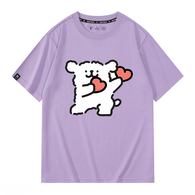 線條小狗 2024親子情侶男女同款 純棉T恤