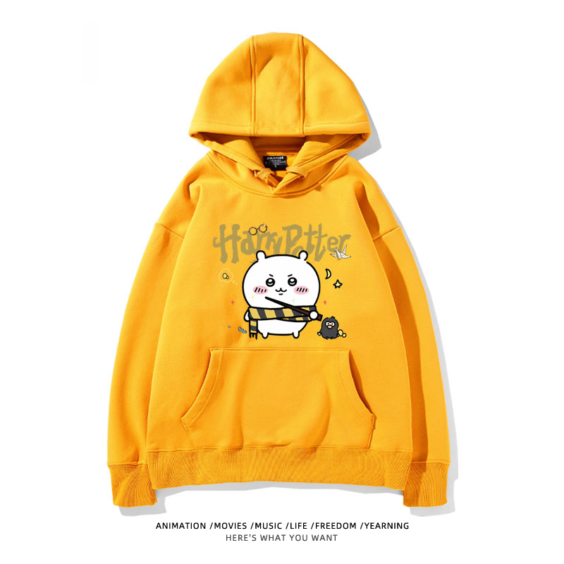 Chiikawa聯名衛衣2024秋冬新款親子情侶裝薄絨款連帽衛衣