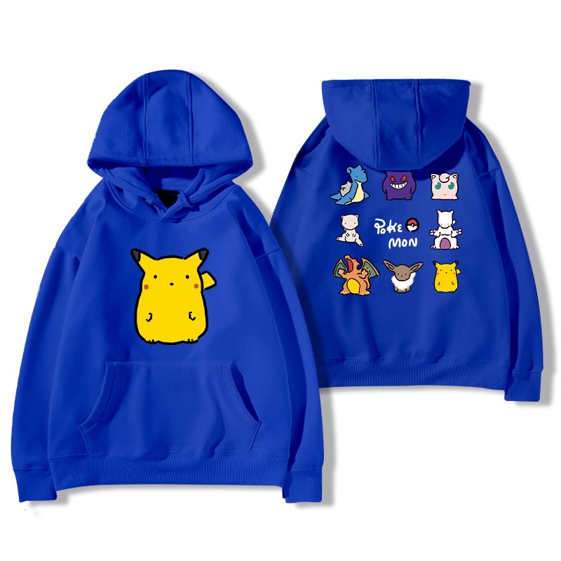 寶可夢聯名衛衣2024秋冬新款親子情侶裝薄絨款連帽衛衣