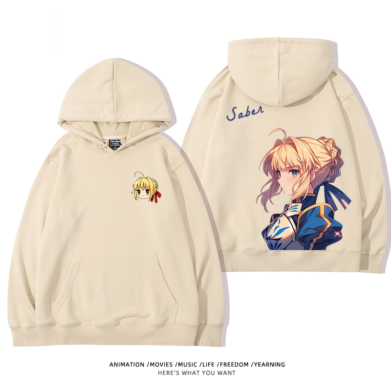 fate 2024秋冬新款親子情侶裝薄絨款連帽衛衣