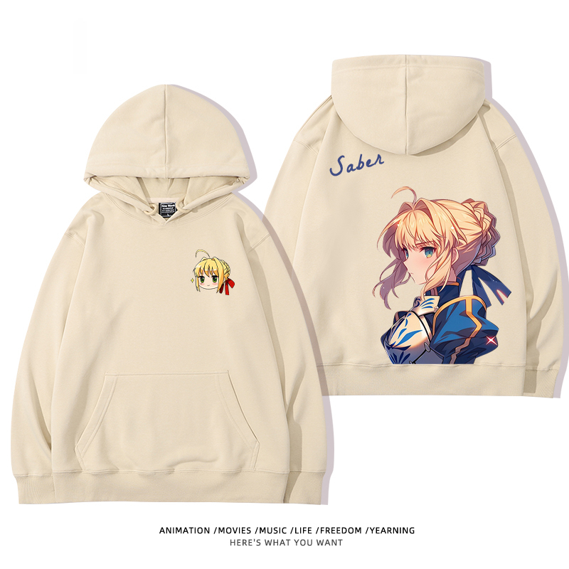 fate 2024秋冬新款親子情侶裝薄絨款連帽衛衣