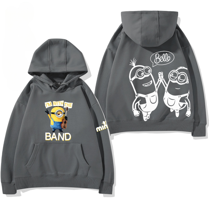 小黃人 聯名衛衣2024秋冬新款親子情侶裝薄絨款連帽衛衣