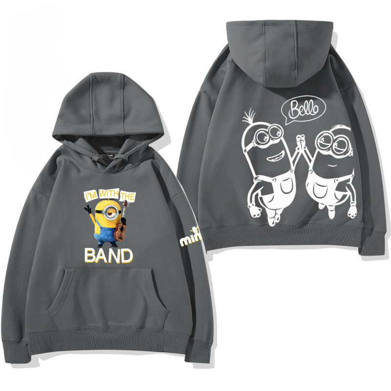 小黃人 聯名衛衣2024秋冬新款親子情侶裝薄絨款連帽衛衣