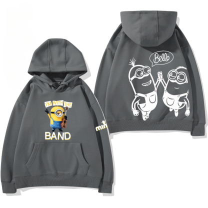 小黃人 聯名衛衣2024秋冬新款親子情侶裝薄絨款連帽衛衣