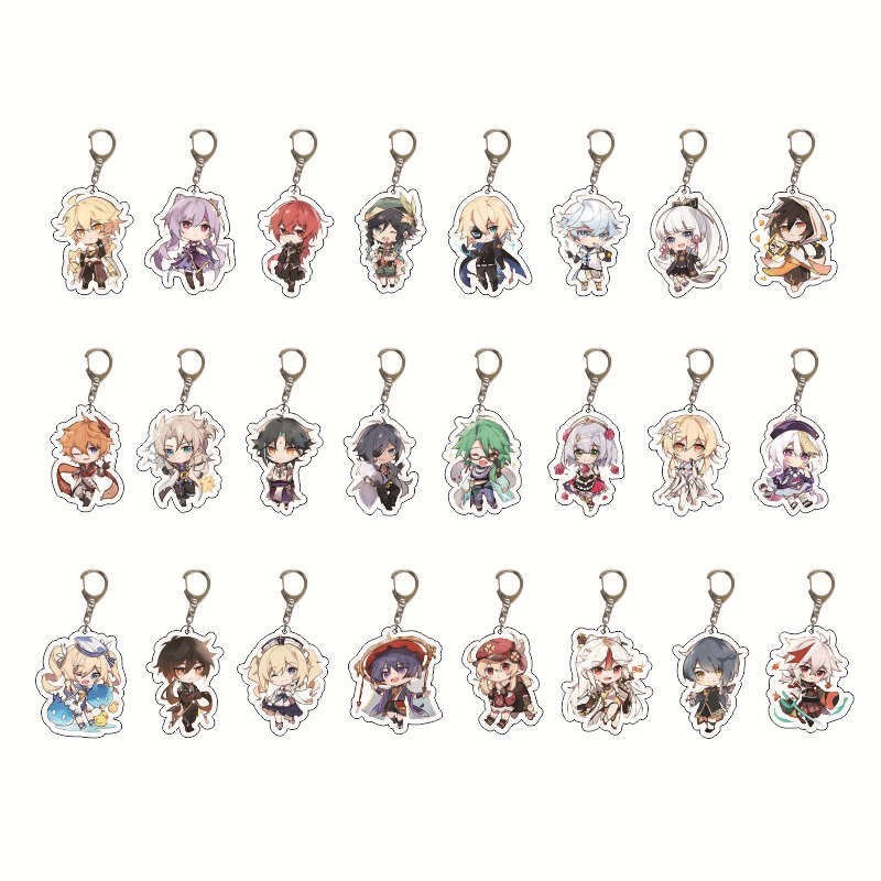 原神旅行者可莉安柏凱亞克力雙面鑰匙扣個性掛飾遊戲周邊薔薇魔女【單買三件起送】