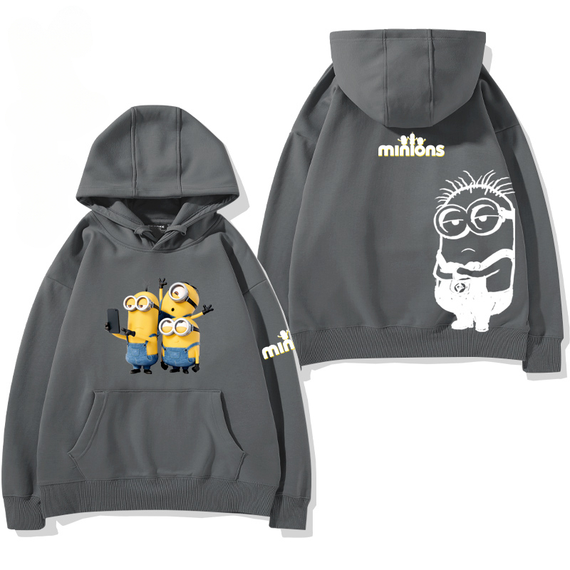 小黃人 聯名衛衣2024秋冬新款親子情侶裝薄絨款連帽衛衣