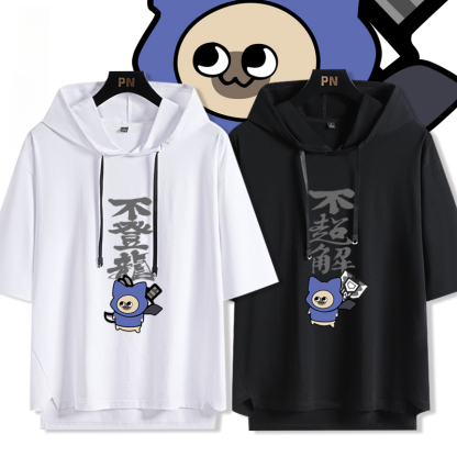 魔物獵人呆貓艾露貓搞怪  連帽短袖T恤