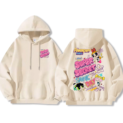 飛天小女警聯名衛衣女衛衣2024秋冬新款親子情侶裝薄絨款連帽衛衣