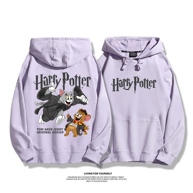 貓和老鼠x哈利波特聯名衛衣2023秋冬新款親子情侶裝薄絨款連帽衛衣