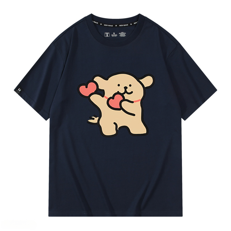 線條小狗 2024親子情侶男女同款 純棉T恤