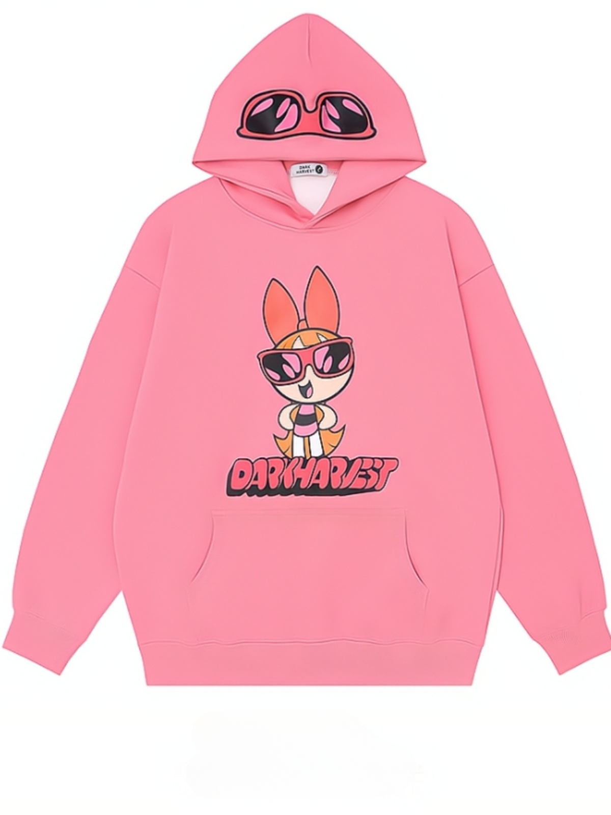 飛天小女警聯名衛衣2024秋冬新款親子情侶裝薄絨款連帽衛衣