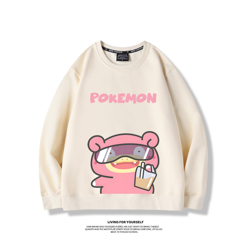 寶可夢喝奶茶2024親子情侶裝 圓領長袖