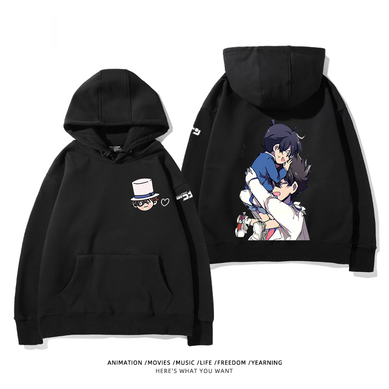 名偵探柯南 聯名衛衣2024秋冬新款親子情侶裝薄絨款連帽衛衣