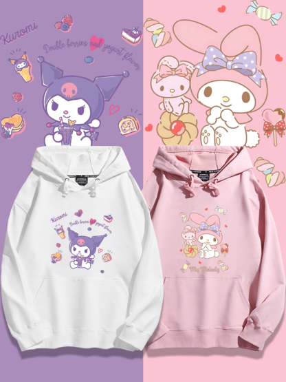 三麗鷗聯名衛衣2023秋冬新款親子情侶裝薄絨款連帽衛衣