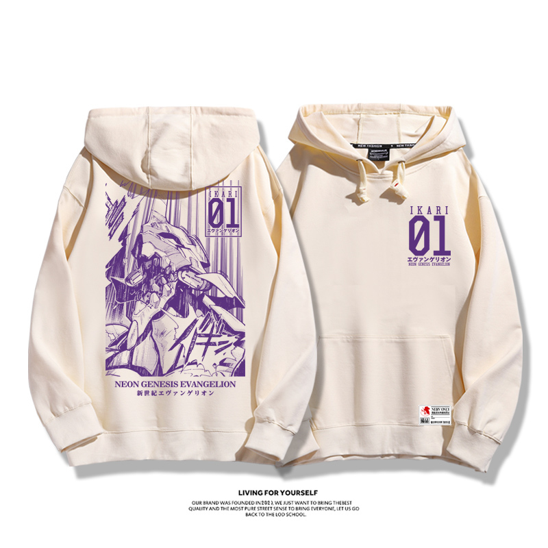 EVA初號機聯名衛衣2023秋冬新款親子情侶裝薄絨款連帽衛衣