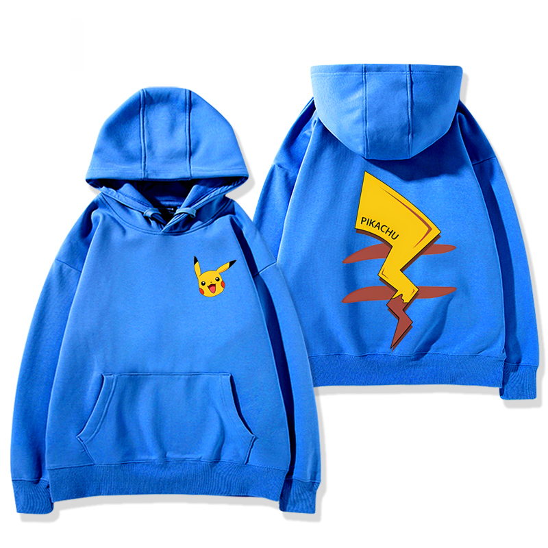 寶可夢 2024秋冬新款親子情侶裝薄絨款連帽衛衣