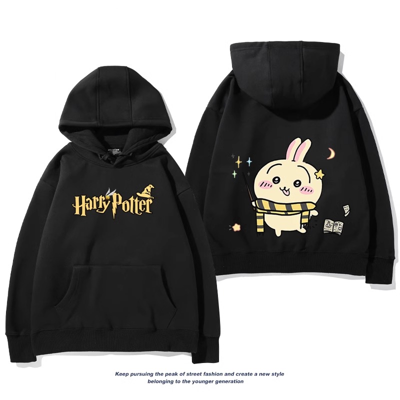 Chiikawa聯名衛衣2024秋冬新款親子情侶裝薄絨款連帽衛衣