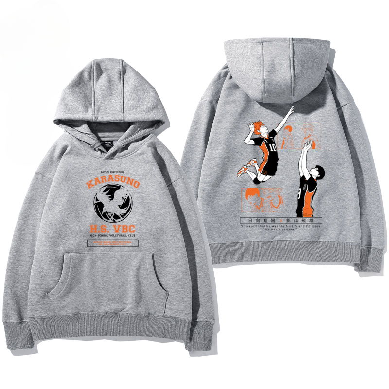 排球少年聯名衛衣2024秋冬新款親子情侶裝薄絨款連帽衛衣