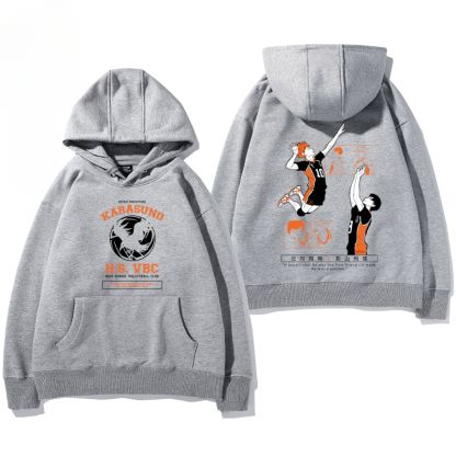 排球少年聯名衛衣2024秋冬新款親子情侶裝薄絨款連帽衛衣