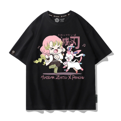 鬼滅之刃x精靈寶可夢 2025情侶男親子女同款 印花短袖T恤