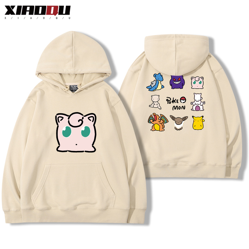 寶可夢聯名衛衣2024秋冬新款親子情侶裝薄絨款連帽衛衣