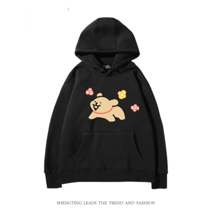 線條小狗 2024秋冬新款親子情侶裝薄絨款連帽衛衣