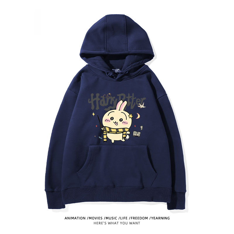 Chiikawa聯名衛衣2024秋冬新款親子情侶裝薄絨款連帽衛衣