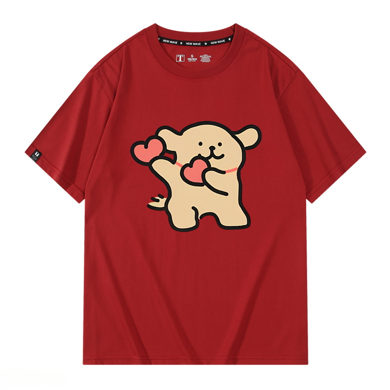 線條小狗 2024親子情侶男女同款 純棉T恤