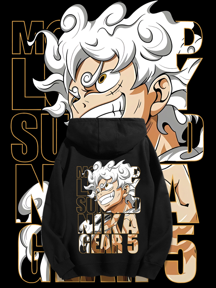 航海王聯名衛衣2023秋冬新款親子情侶裝薄絨款連帽衛衣