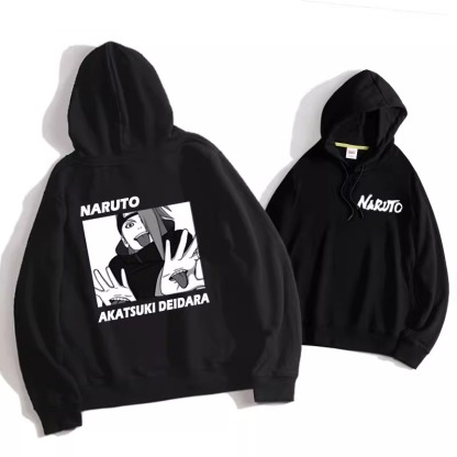 火影忍者聯名衛衣2024秋冬新款親子情侶裝薄絨款連帽衛衣