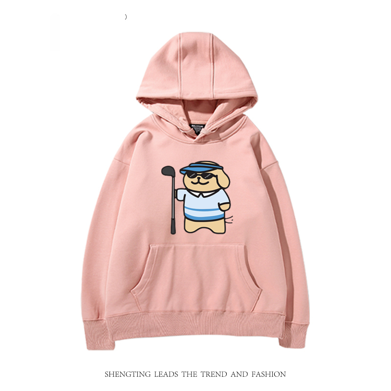 線條小狗 2024秋冬新款親子情侶裝薄絨款連帽衛衣