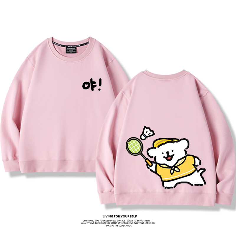 線條小狗2023親子情侶裝 圓領長袖