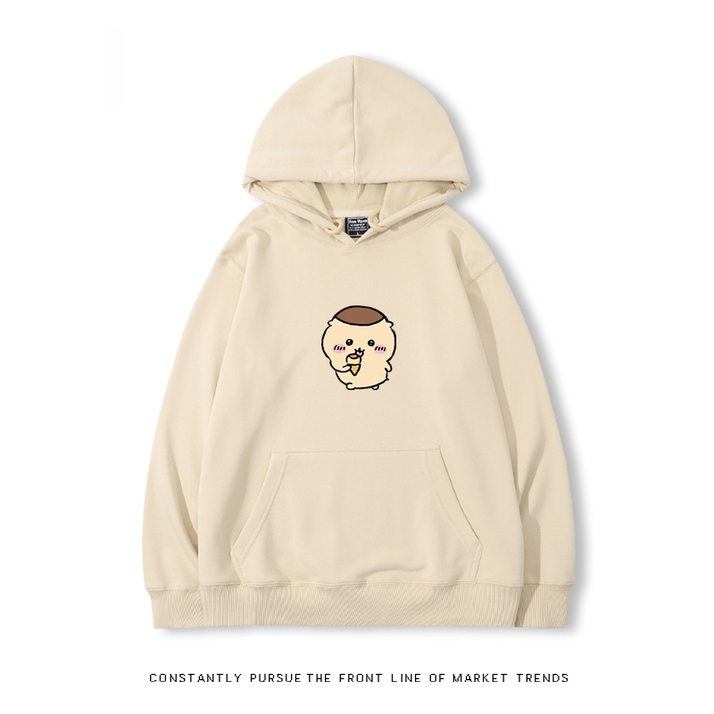 Chiikawa聯名衛衣2024秋冬新款親子情侶裝薄絨款連帽衛衣