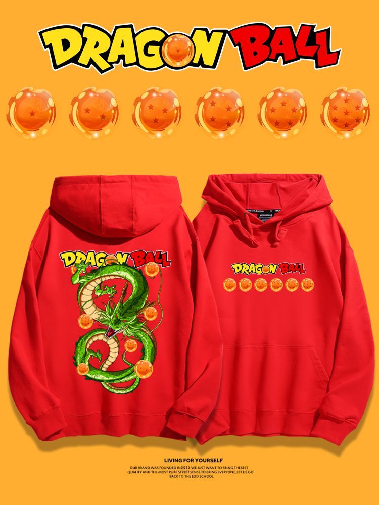 七龍珠聯名衛衣2023秋冬新款親子情侶裝薄絨款連帽衛衣