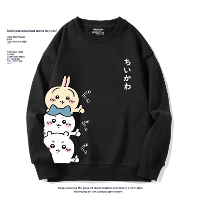 Chiikawa聯名衛衣2024秋冬新款親子情侶裝薄絨款連帽衛衣