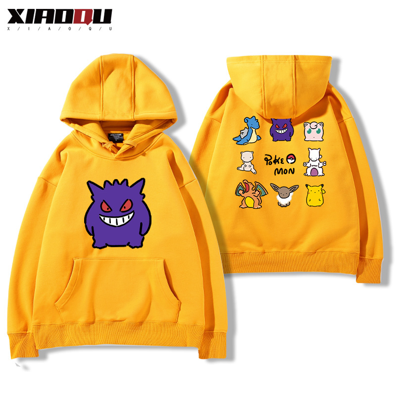 寶可夢聯名衛衣2024秋冬新款親子情侶裝薄絨款連帽衛衣
