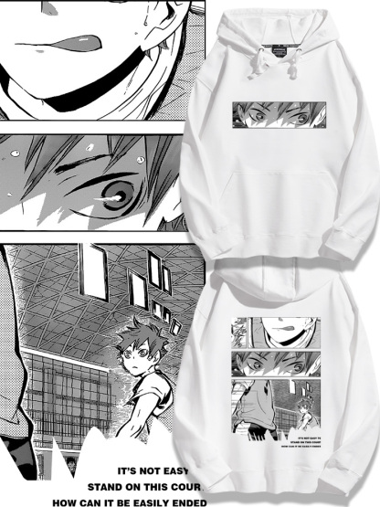 排球少年聯名衛衣2023秋冬新款親子情侶裝薄絨款連帽衛衣