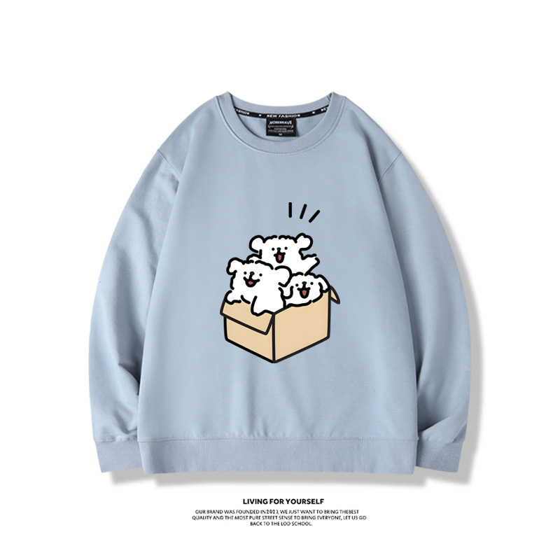 線條小狗2023親子情侶裝 圓領長袖