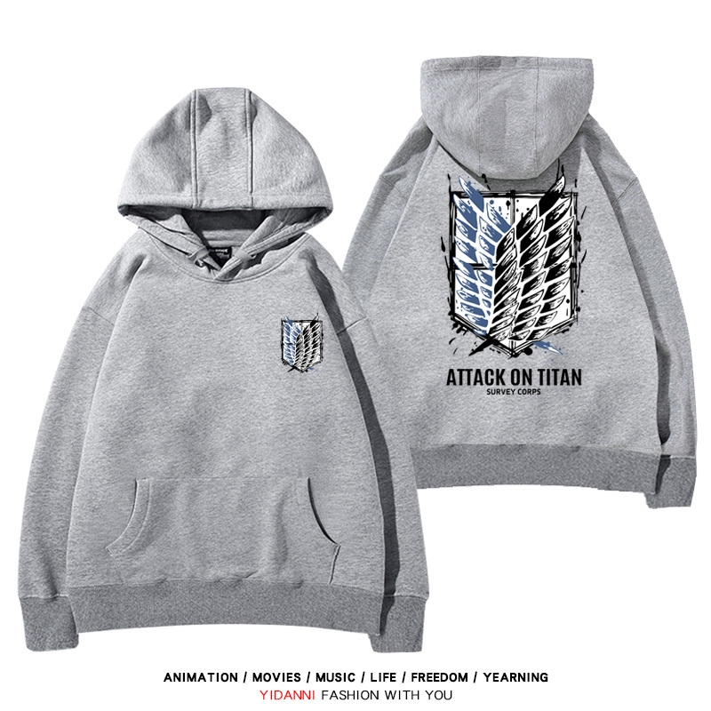 進擊的巨人2024秋冬新款親子情侶裝薄絨款連帽衛衣