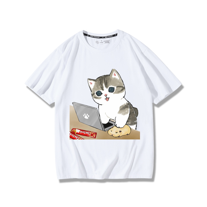 上班族貓咪2024親子情侶男女同款 純棉T恤