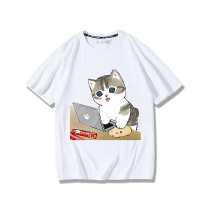 上班族貓咪2024親子情侶男女同款 純棉T恤