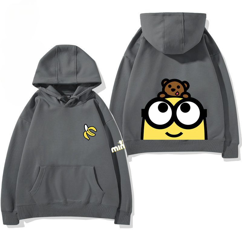 小黃人 聯名衛衣2024秋冬新款親子情侶裝薄絨款連帽衛衣