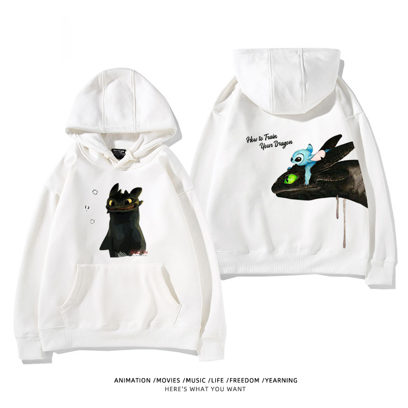 馴龍高手聯名史迪仔 2024秋冬新款親子情侶裝薄絨款連帽衛衣