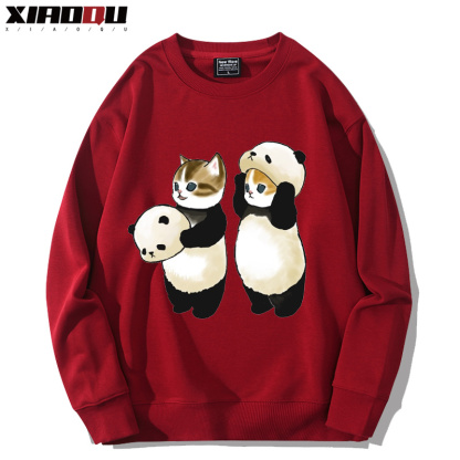 可愛貓咪熊貓 2024親子情侶裝 圓領長袖