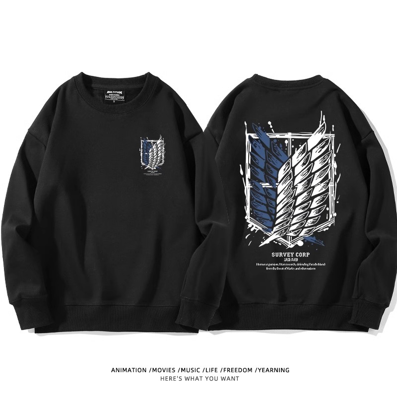 進擊的巨人 聯名衛衣2024秋冬新款親子情侶裝薄絨款連帽衛衣