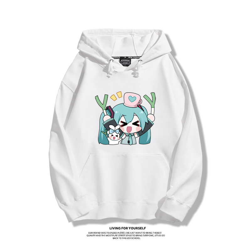 初音未來聯名衛衣2024秋冬新款親子情侶裝薄絨款連帽衛衣