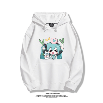 初音未來聯名衛衣2024秋冬新款親子情侶裝薄絨款連帽衛衣