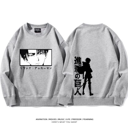 進擊的巨人 聯名衛衣2024秋冬新款親子情侶裝薄絨款連帽衛衣