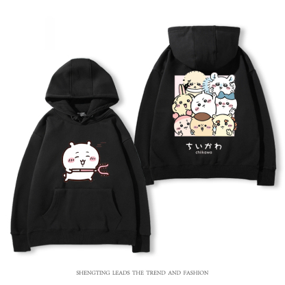 chiikawa 2024秋冬新款親子情侶裝薄絨款連帽衛衣