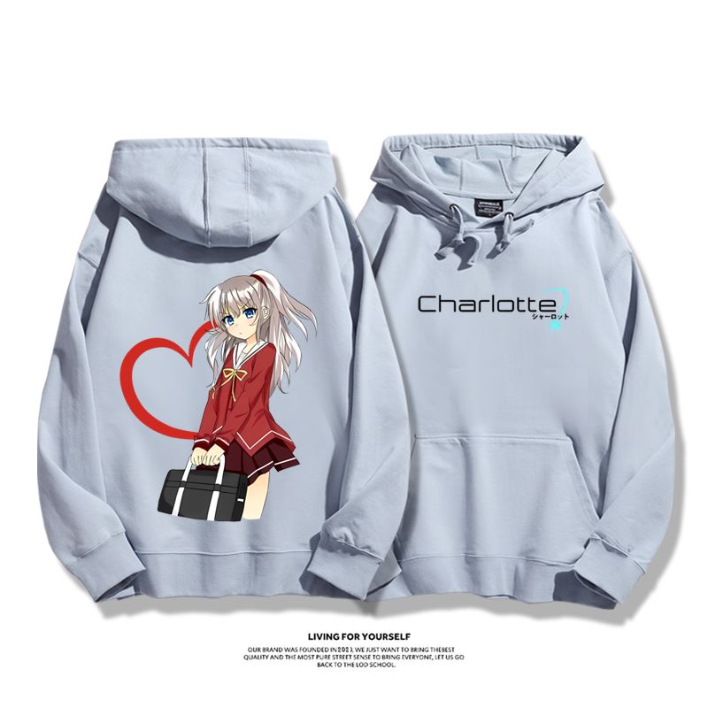 Charlotte聯名衛衣2024秋冬新款親子情侶裝薄絨款連帽衛衣